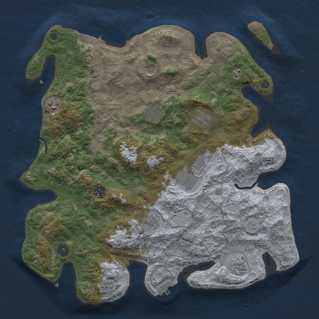 Rust Map: Procedural Map, Size: 4000, Seed: 1264050993, 16 Monuments