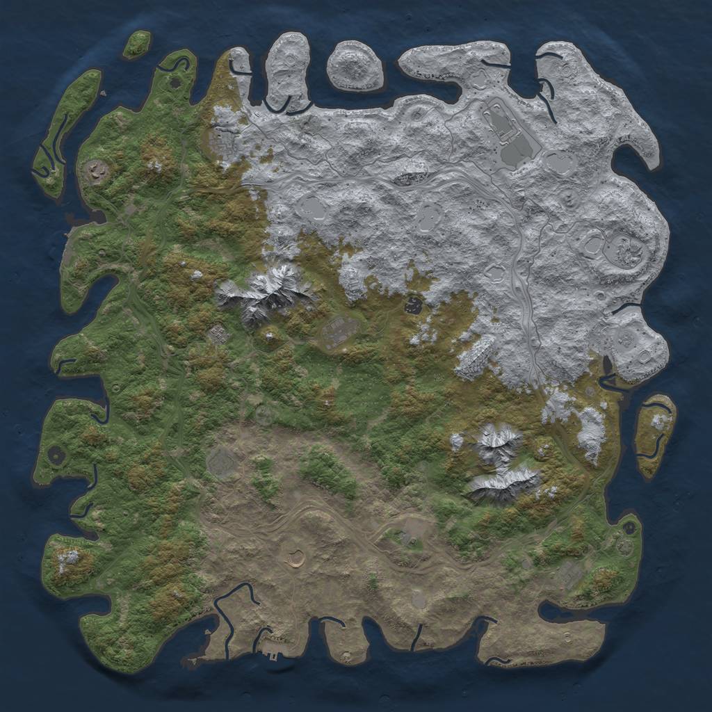 Rust Map: Procedural Map, Size: 6000, Seed: 943092281, 18 Monuments