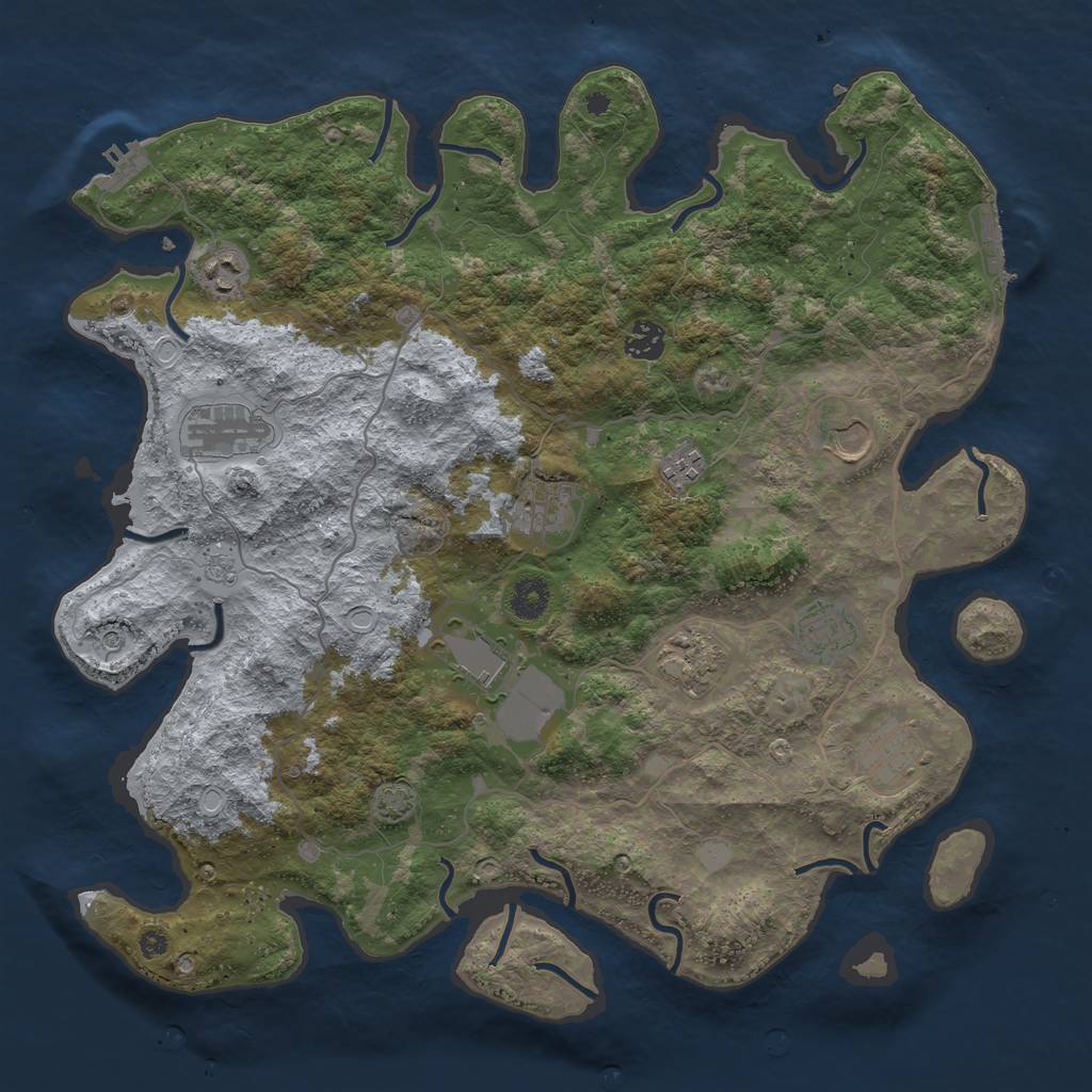 Rust Map: Procedural Map, Size: 4000, Seed: 202774360, 17 Monuments