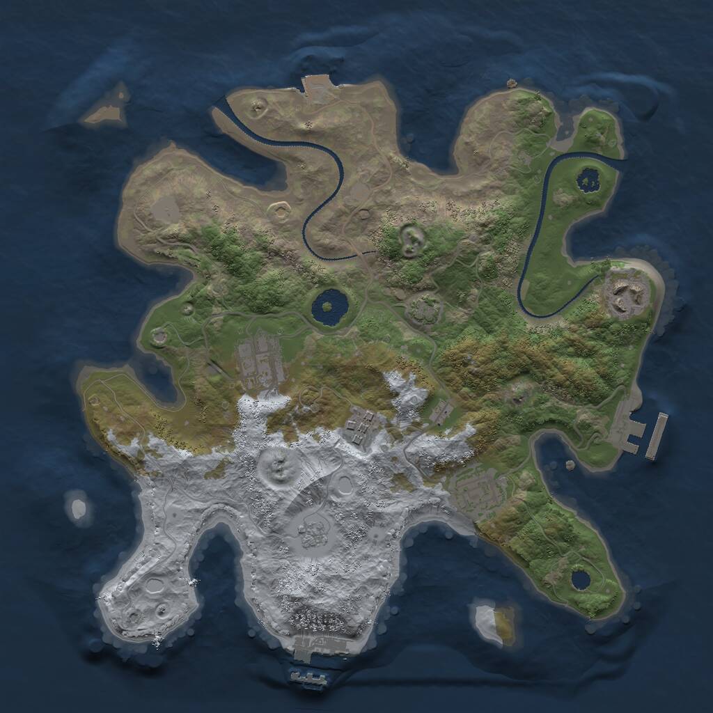 Rust Map: Procedural Map, Size: 3000, Seed: 12656, 9 Monuments