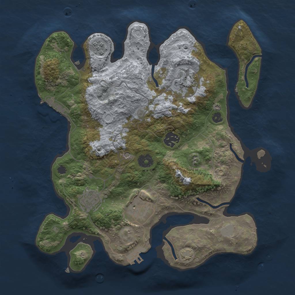 Rust Map: Procedural Map, Size: 3000, Seed: 2065036559, 11 Monuments