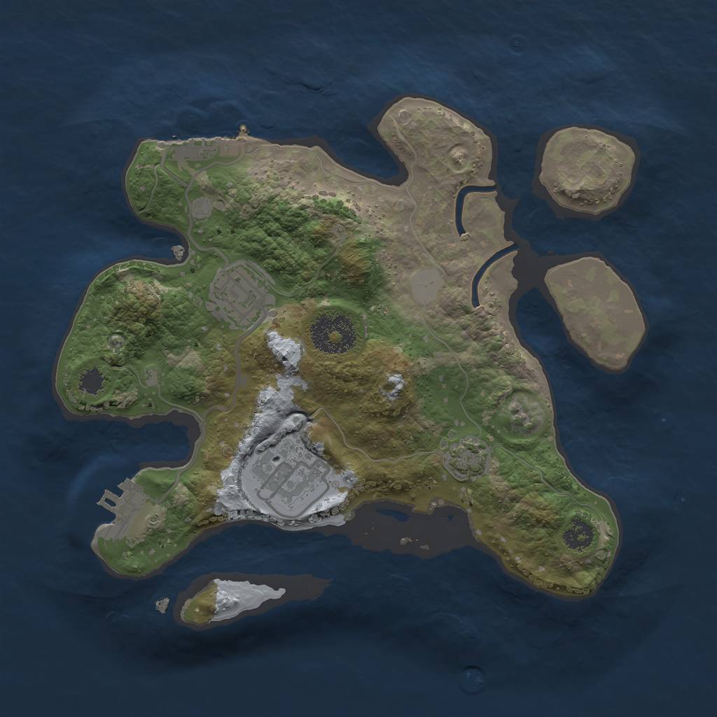 Rust Map: Procedural Map, Size: 2469, Seed: 1833486345, 7 Monuments