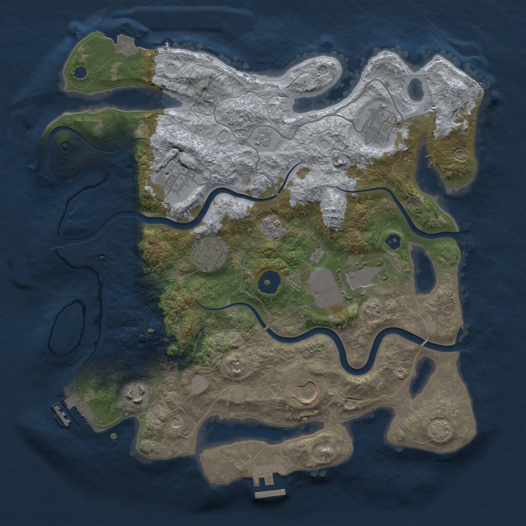 Rust Map: Procedural Map, Size: 3500, Seed: 605202312, 13 Monuments