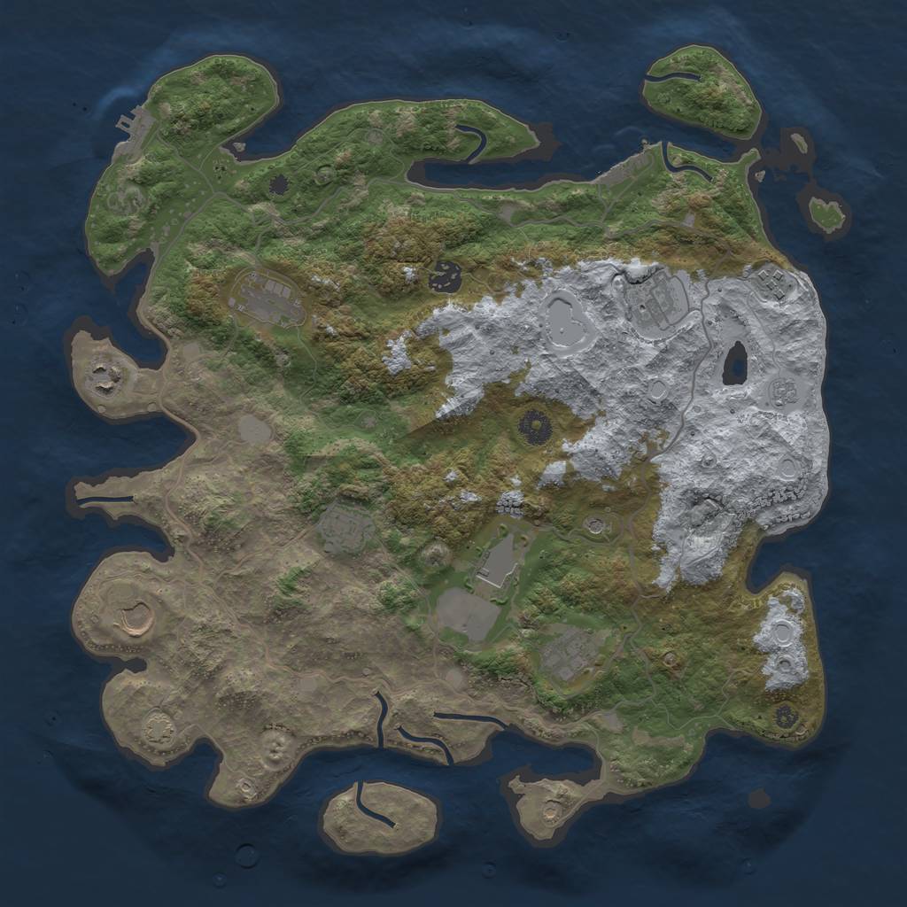 Rust Map: Procedural Map, Size: 4000, Seed: 958373615, 17 Monuments