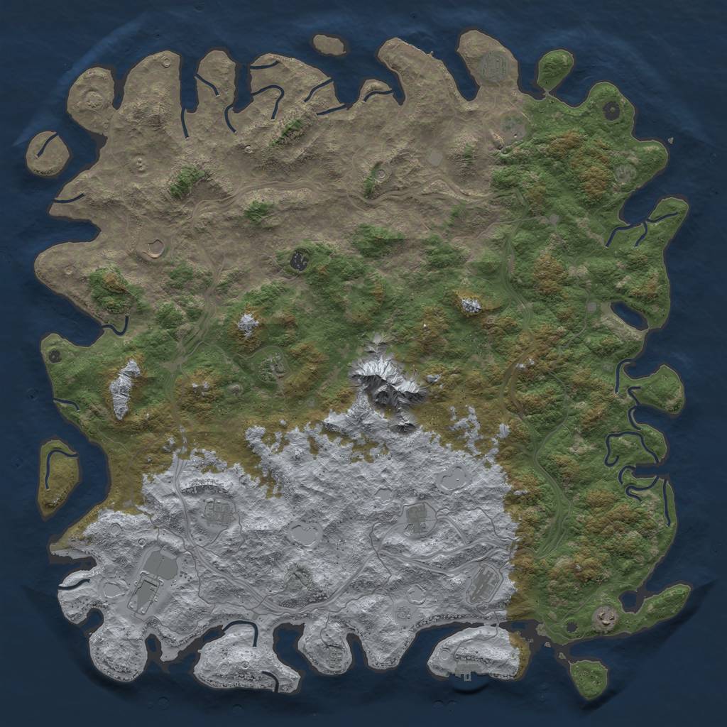 Rust Map: Procedural Map, Size: 6000, Seed: 49532, 18 Monuments