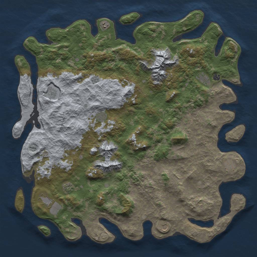 Rust Map: Barren, Size: 5500, Seed: 2, 13 Monuments