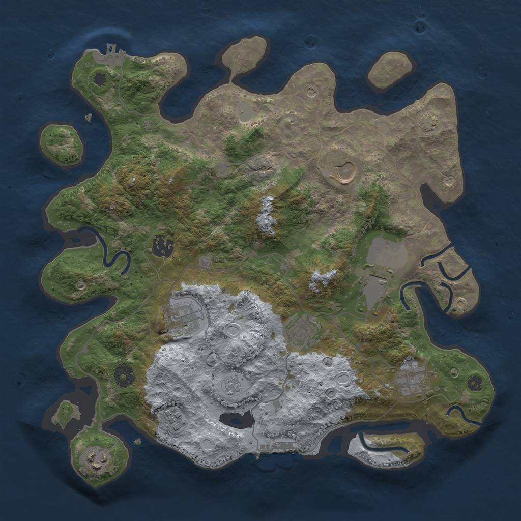 Rust Map: Procedural Map, Size: 3500, Seed: 3737123, 15 Monuments