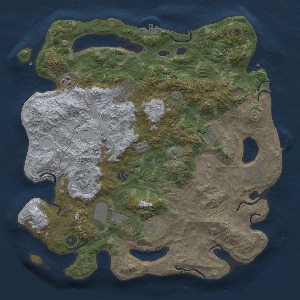 Rust Map: Procedural Map, Size: 4250, Seed: 84872212, 17 Monuments