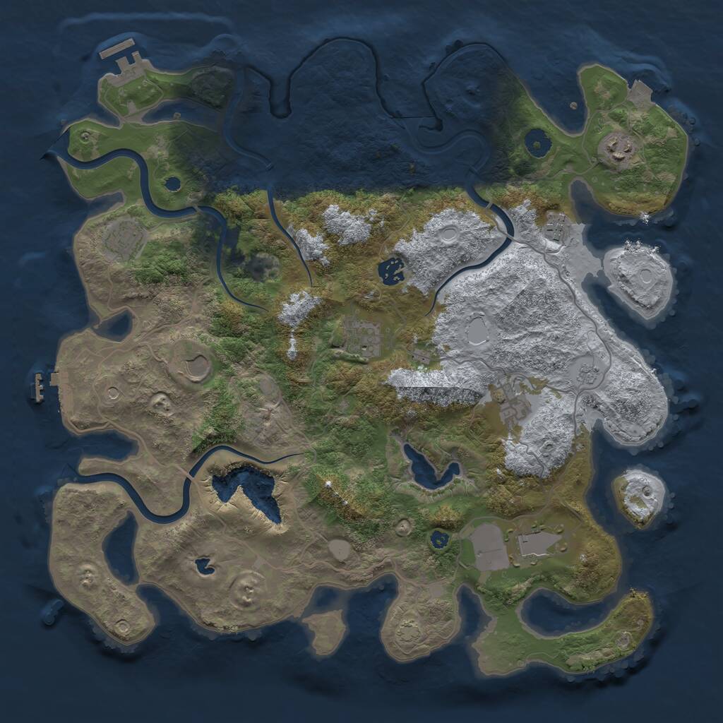 Rust Map: Procedural Map, Size: 4000, Seed: 743258, 14 Monuments