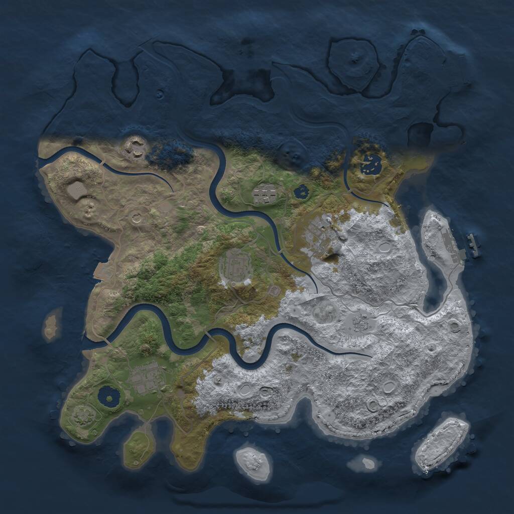Rust Map: Procedural Map, Size: 3500, Seed: 267741, 12 Monuments