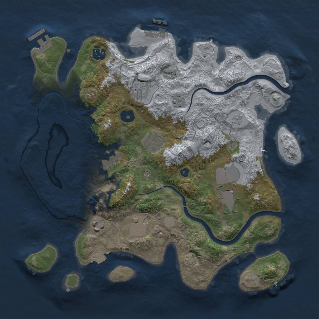 Rust Map: Procedural Map, Size: 3500, Seed: 192921, 14 Monuments