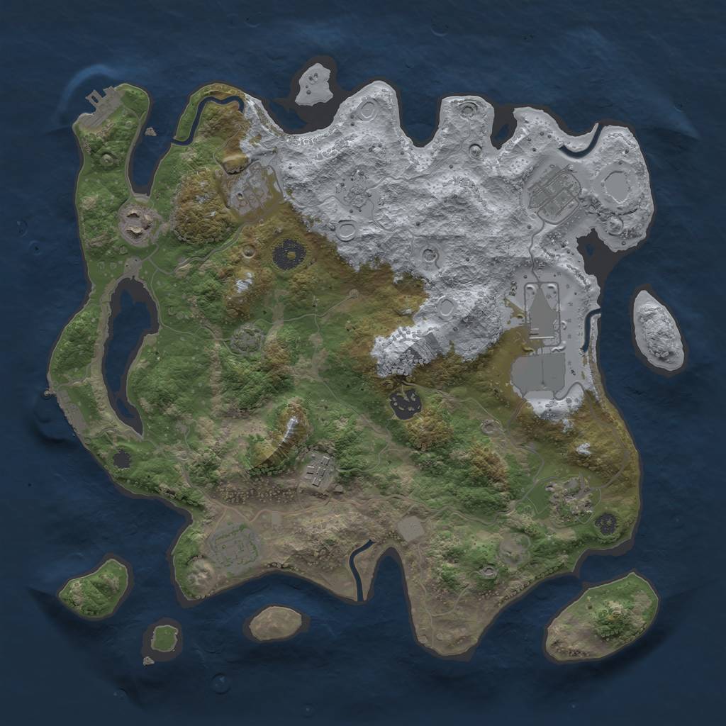 Rust Map: Procedural Map, Size: 3500, Seed: 192921, 15 Monuments