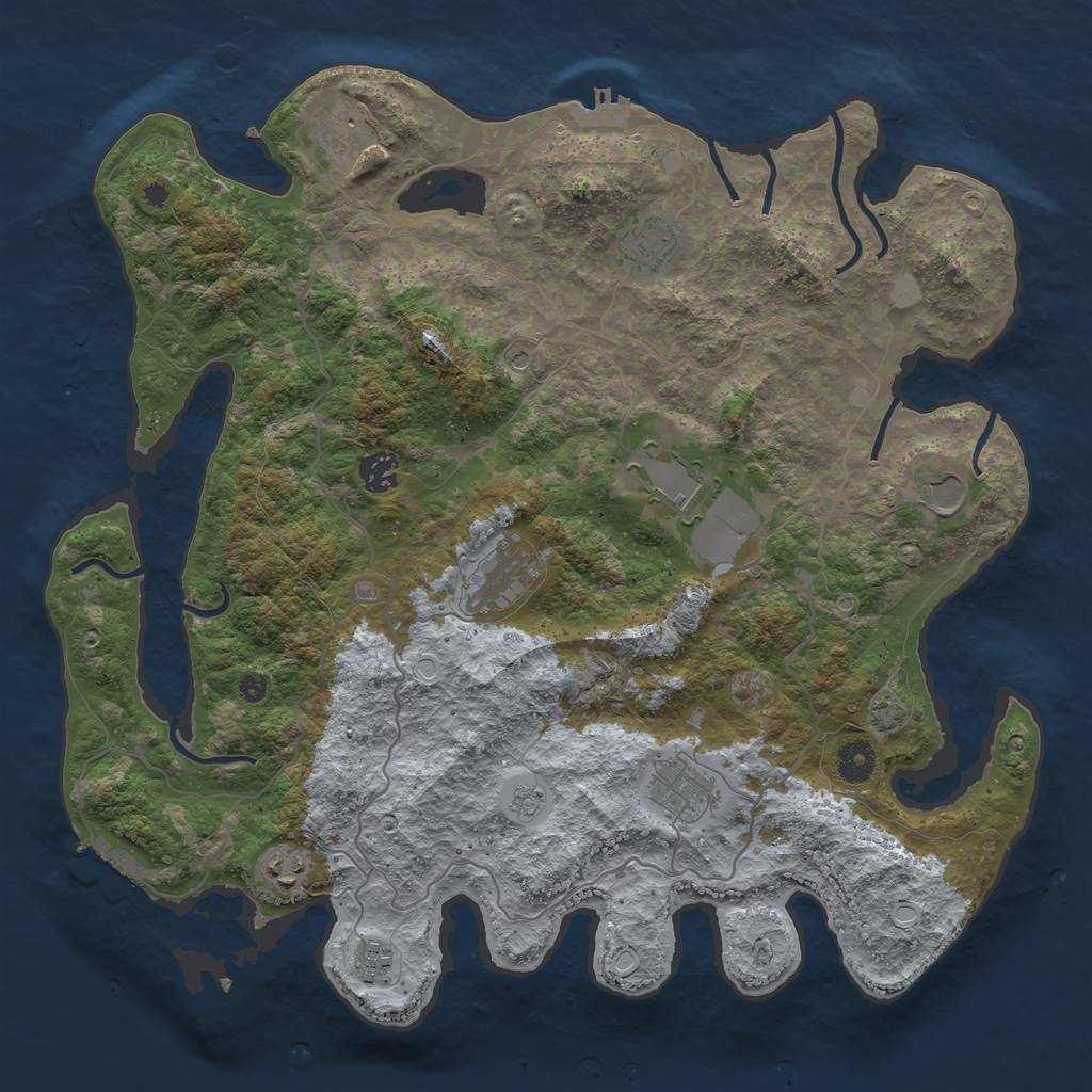 Rust Map: Procedural Map, Size: 4000, Seed: 796313312, 16 Monuments