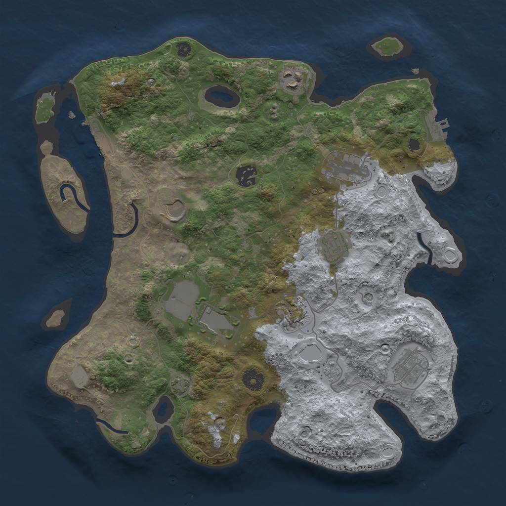 Rust Map: Procedural Map, Size: 3500, Seed: 558697117, 15 Monuments