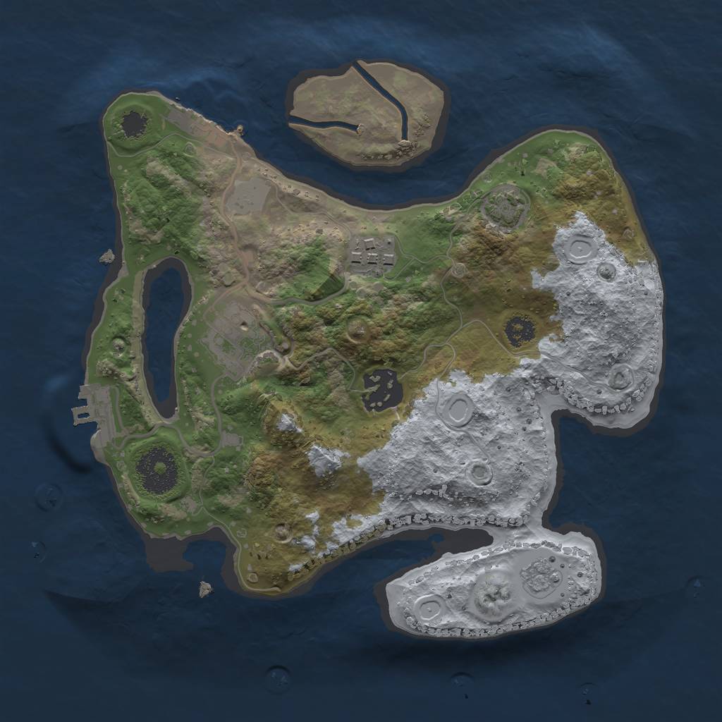 Rust Map: Procedural Map, Size: 2500, Seed: 1066535496, 9 Monuments