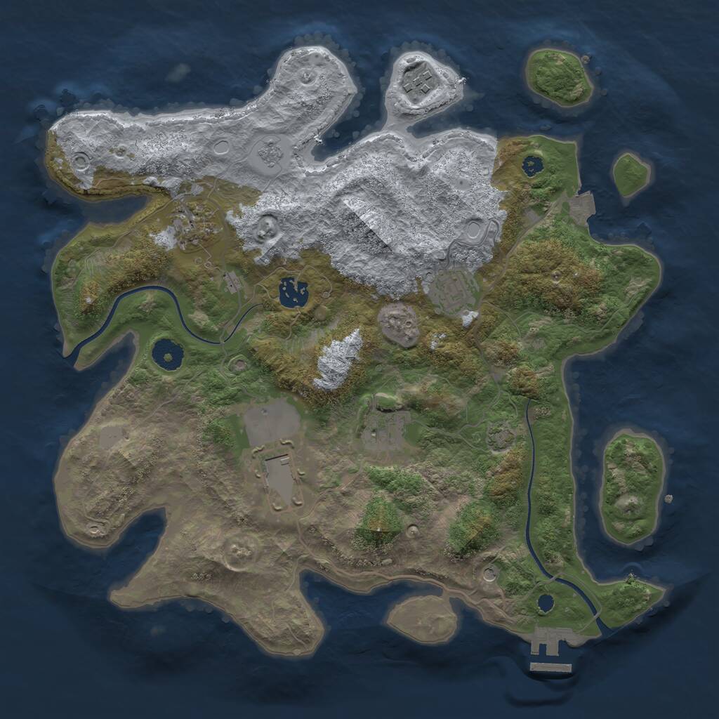 Rust Map: Procedural Map, Size: 3500, Seed: 78614745, 11 Monuments