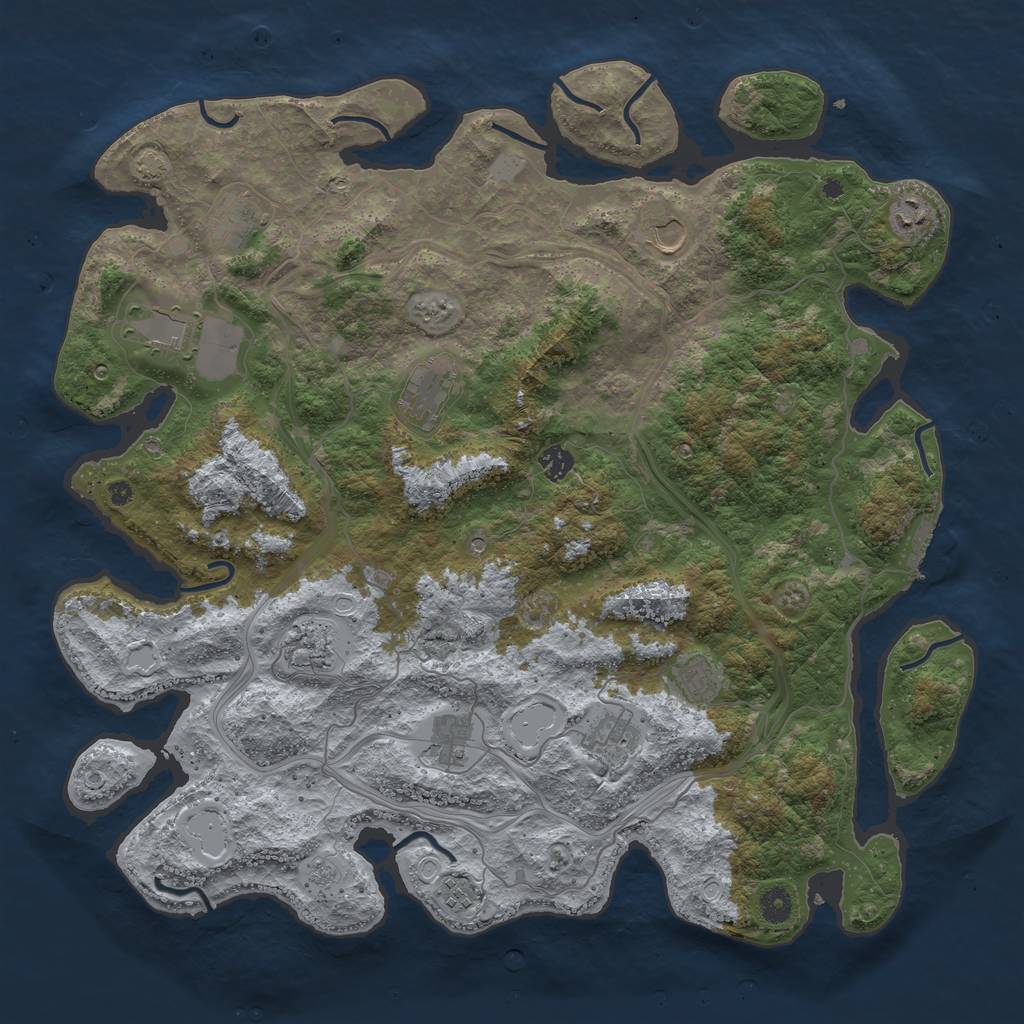 Rust Map: Procedural Map, Size: 4500, Seed: 434936186, 17 Monuments