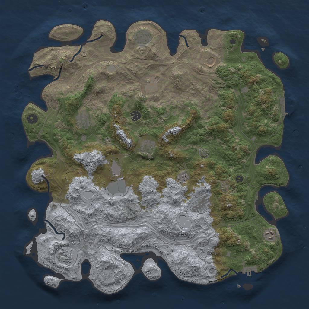 Rust Map: Procedural Map, Size: 4500, Seed: 684533, 18 Monuments