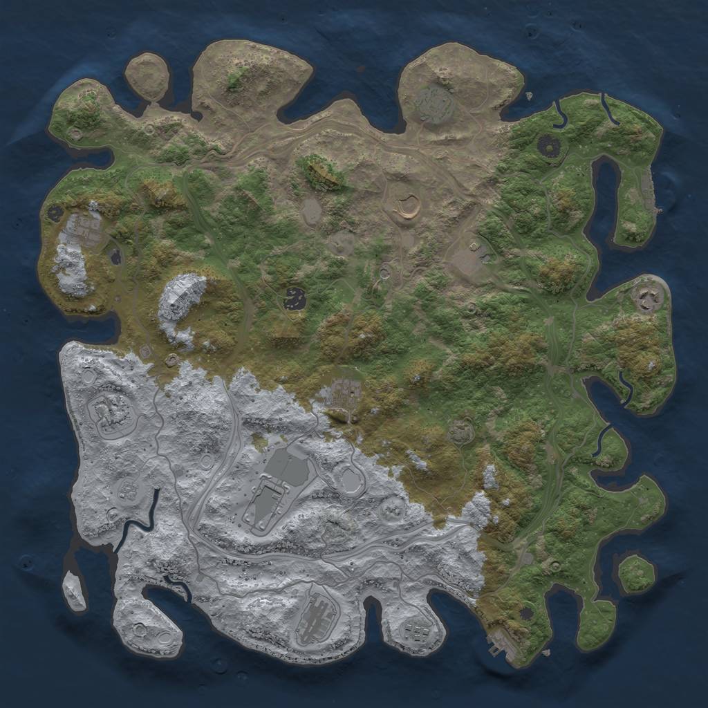 Rust Map: Procedural Map, Size: 4500, Seed: 7242022, 18 Monuments