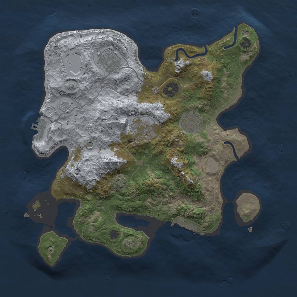 Rust Map: Procedural Map, Size: 3000, Seed: 17937, 10 Monuments