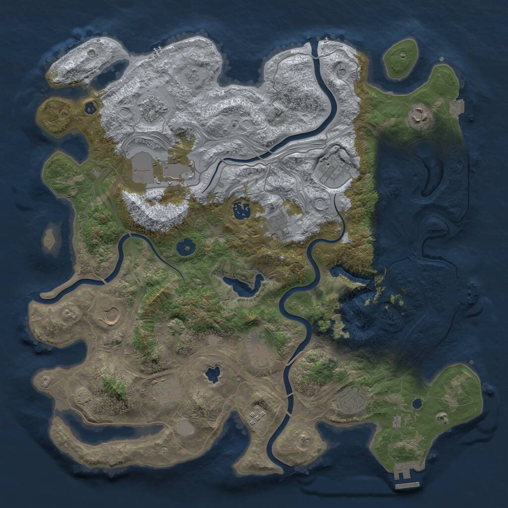 Rust Map: Procedural Map, Size: 4250, Seed: 999250461, 17 Monuments