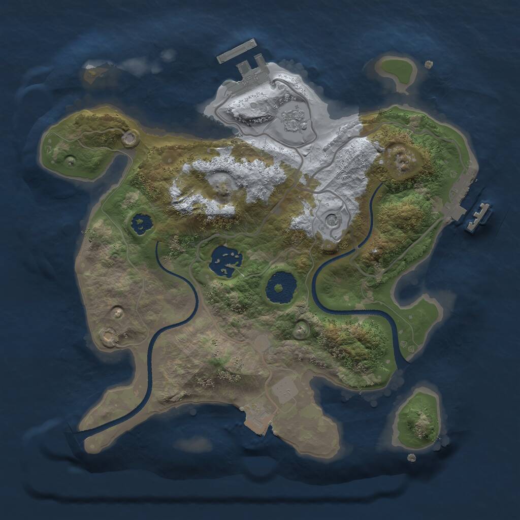 Rust Map: Procedural Map, Size: 2500, Seed: 681862917, 6 Monuments