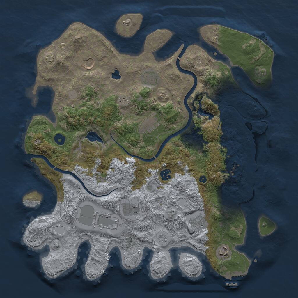 Rust Map: Procedural Map, Size: 4000, Seed: 870776413, 15 Monuments