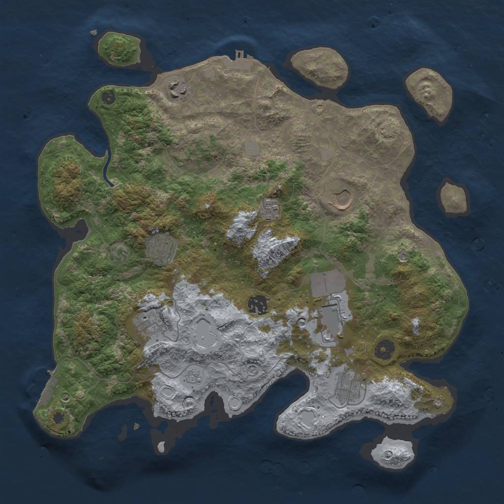 Rust Map: Procedural Map, Size: 3750, Seed: 1873552783, 16 Monuments