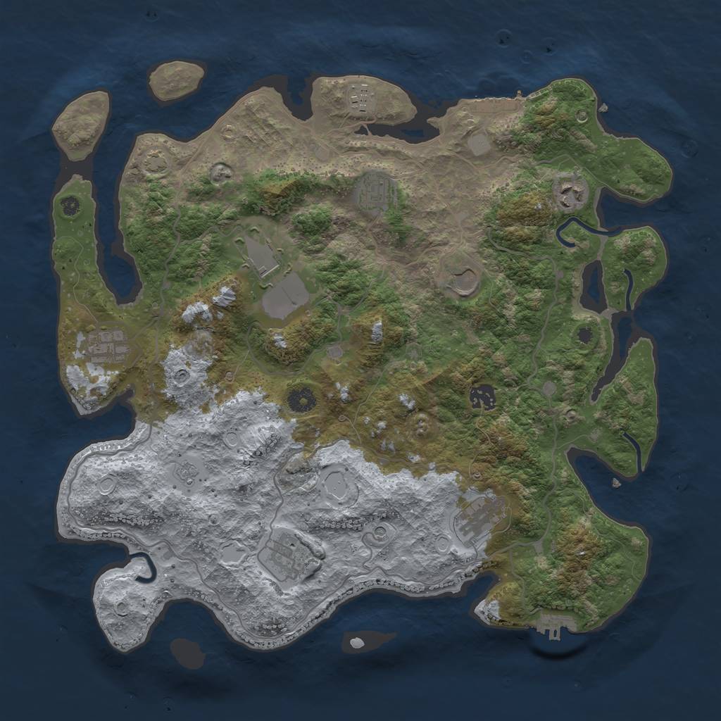 Rust Map: Procedural Map, Size: 4000, Seed: 241238904, 16 Monuments