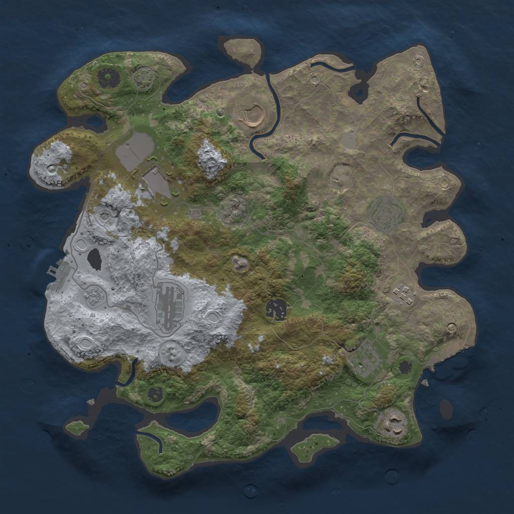 Rust Map: Procedural Map, Size: 3500, Seed: 65145624, 15 Monuments