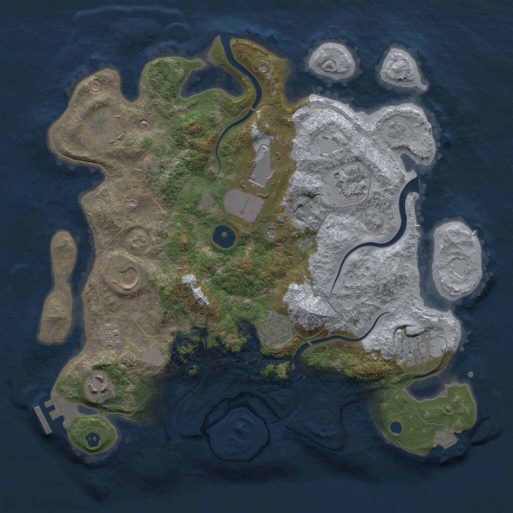 Rust Map: Procedural Map, Size: 3500, Seed: 4193080, 13 Monuments