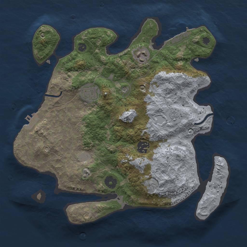Rust Map: Procedural Map, Size: 3000, Seed: 212122, 10 Monuments