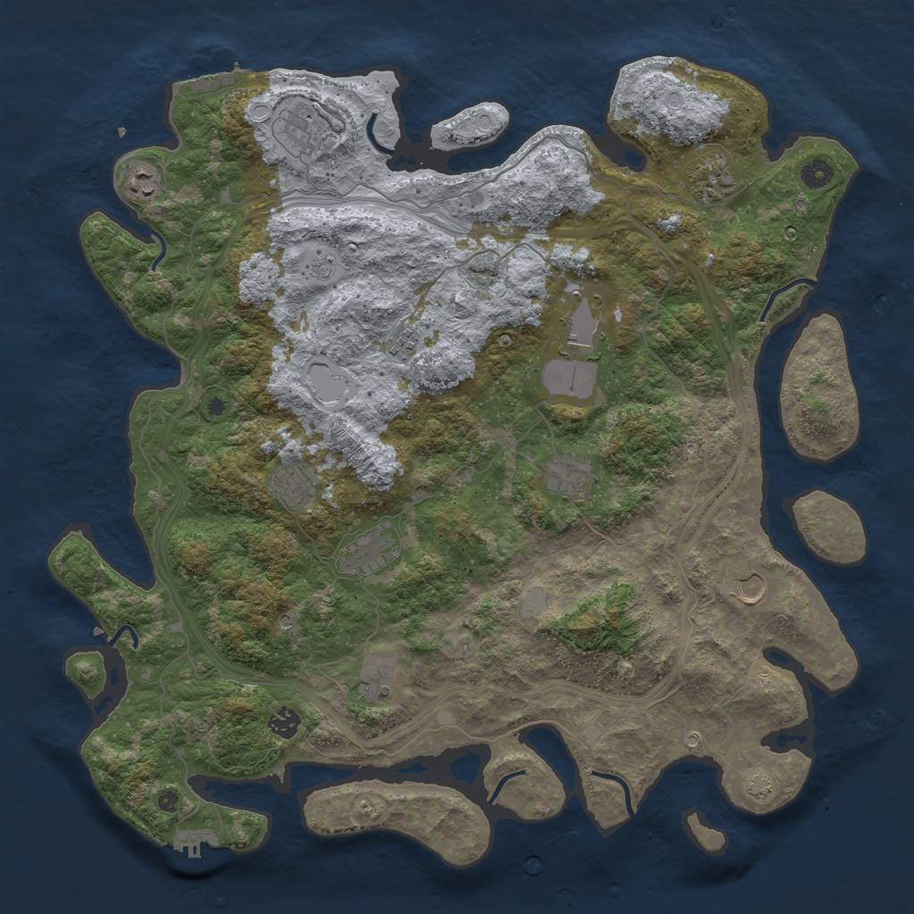 Rust Map: Procedural Map, Size: 4500, Seed: 1238199205, 18 Monuments