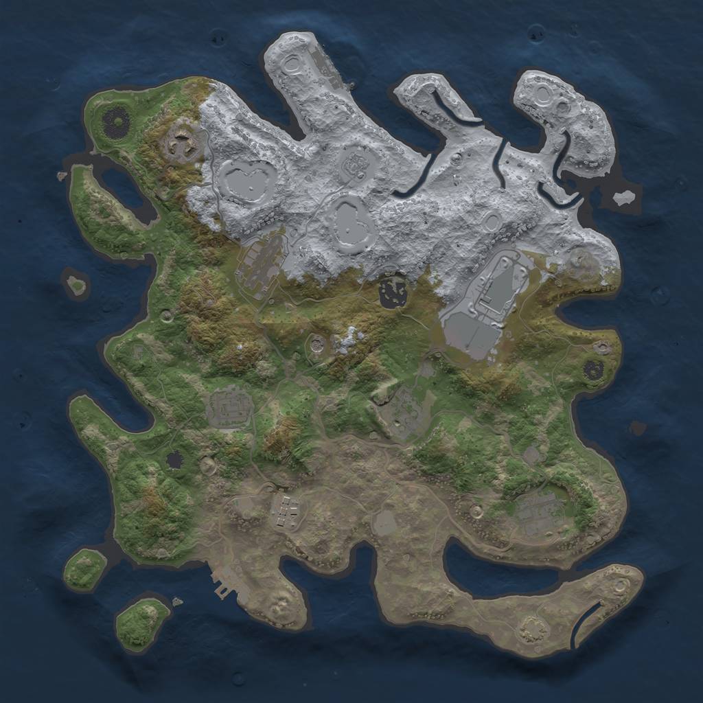 Rust Map: Procedural Map, Size: 3500, Seed: 846920576, 15 Monuments