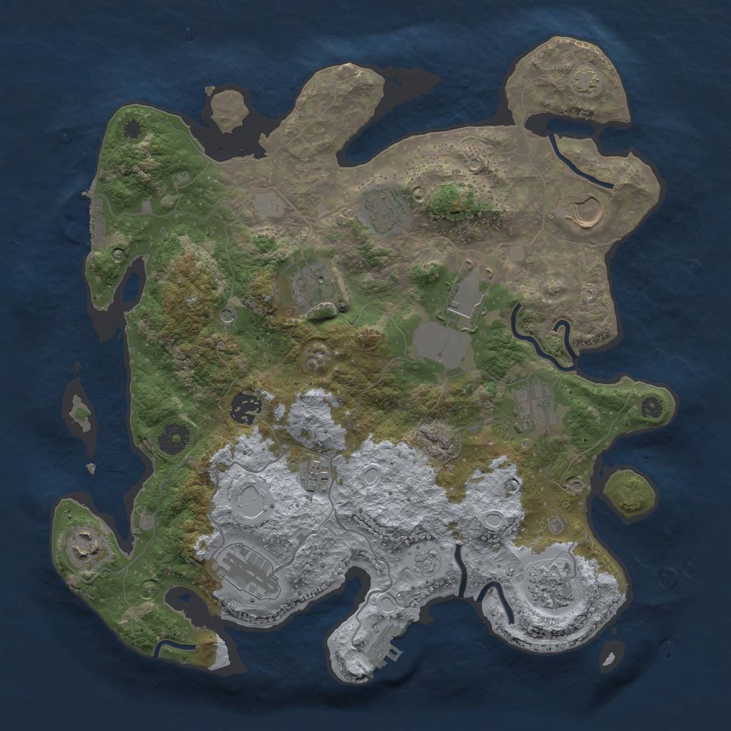 Rust Map: Procedural Map, Size: 3500, Seed: 195680231, 18 Monuments