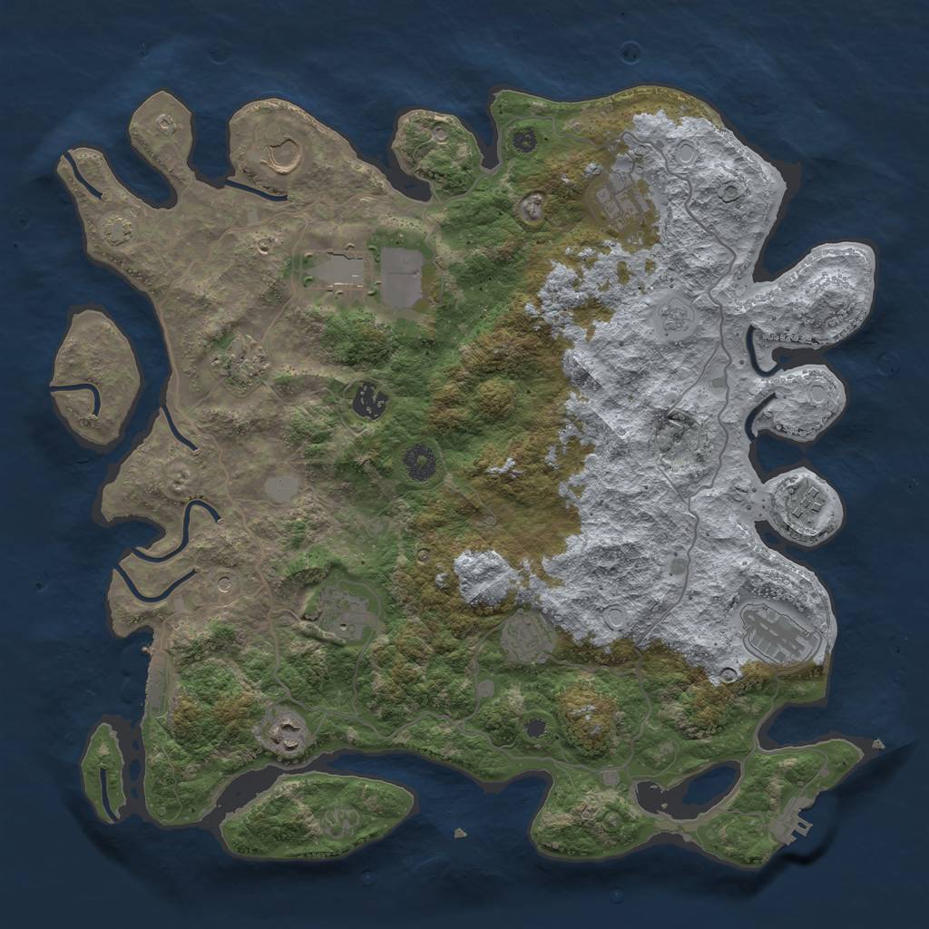 Rust Map: Procedural Map, Size: 4000, Seed: 1623549156, 18 Monuments