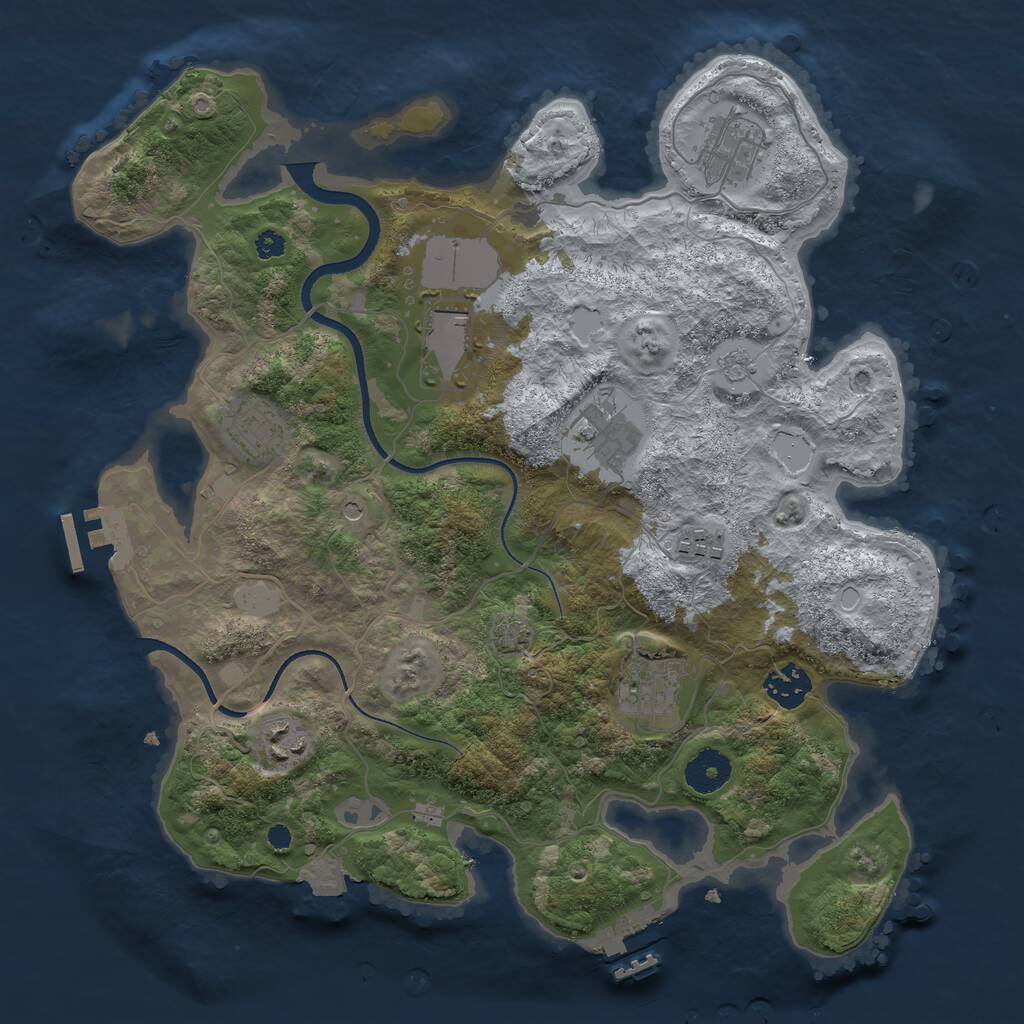 Rust Map: Procedural Map, Size: 3500, Seed: 1892854228, 14 Monuments