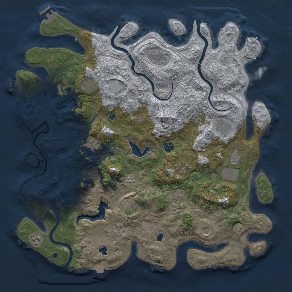 Rust Map: Procedural Map, Size: 4500, Seed: 514437630, 17 Monuments