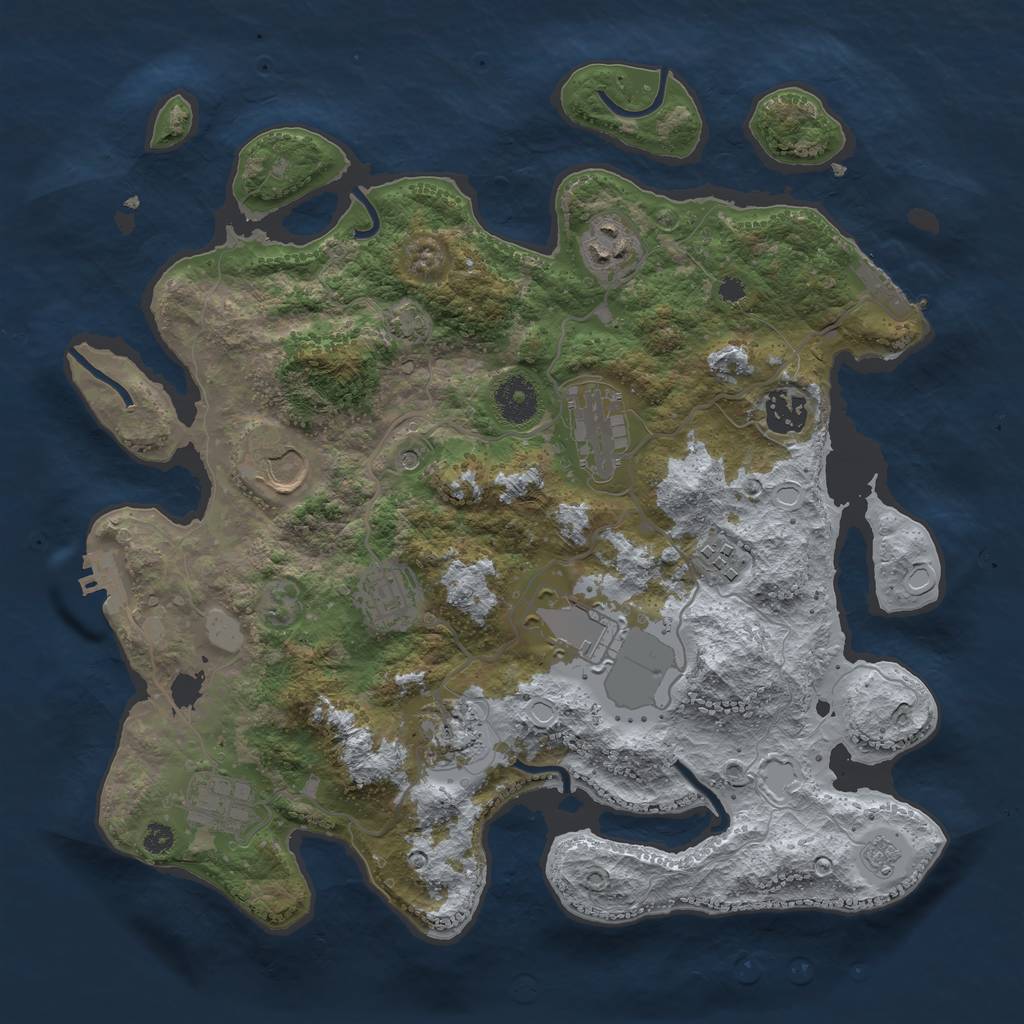 Rust Map: Procedural Map, Size: 3500, Seed: 587043520, 16 Monuments
