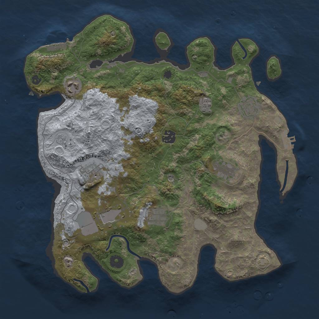 Rust Map: Procedural Map, Size: 3500, Seed: 1533552748, 15 Monuments