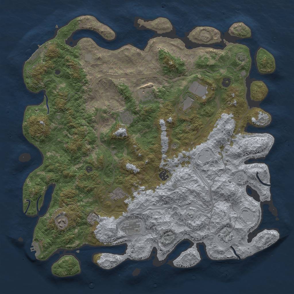 Rust Map: Procedural Map, Size: 4600, Seed: 91416, 16 Monuments