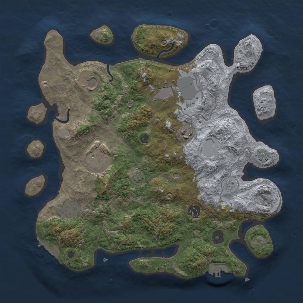 Rust Map: Procedural Map, Size: 3500, Seed: 675643479, 14 Monuments