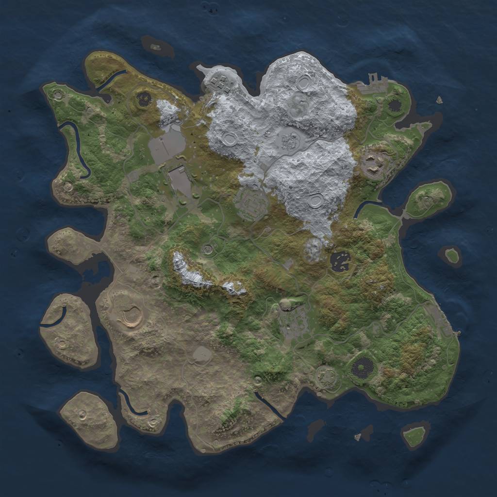 Rust Map: Procedural Map, Size: 3500, Seed: 734658, 14 Monuments
