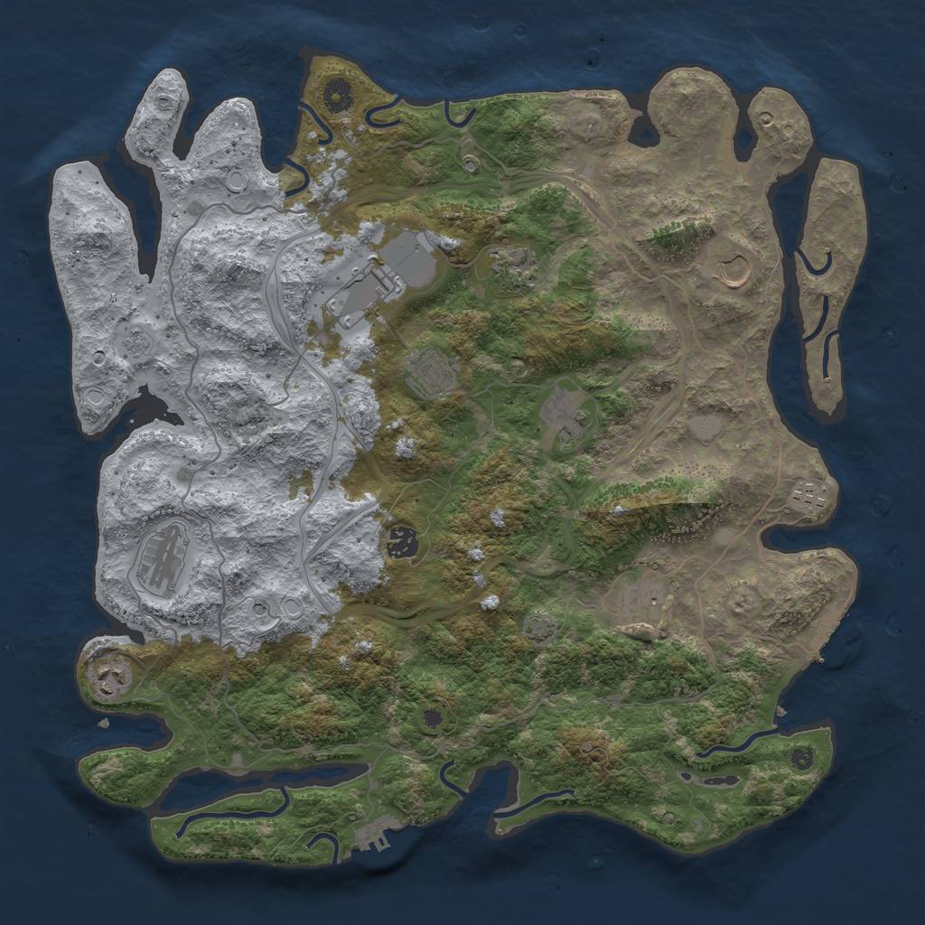 Rust Map: Procedural Map, Size: 4250, Seed: 1245456, 17 Monuments