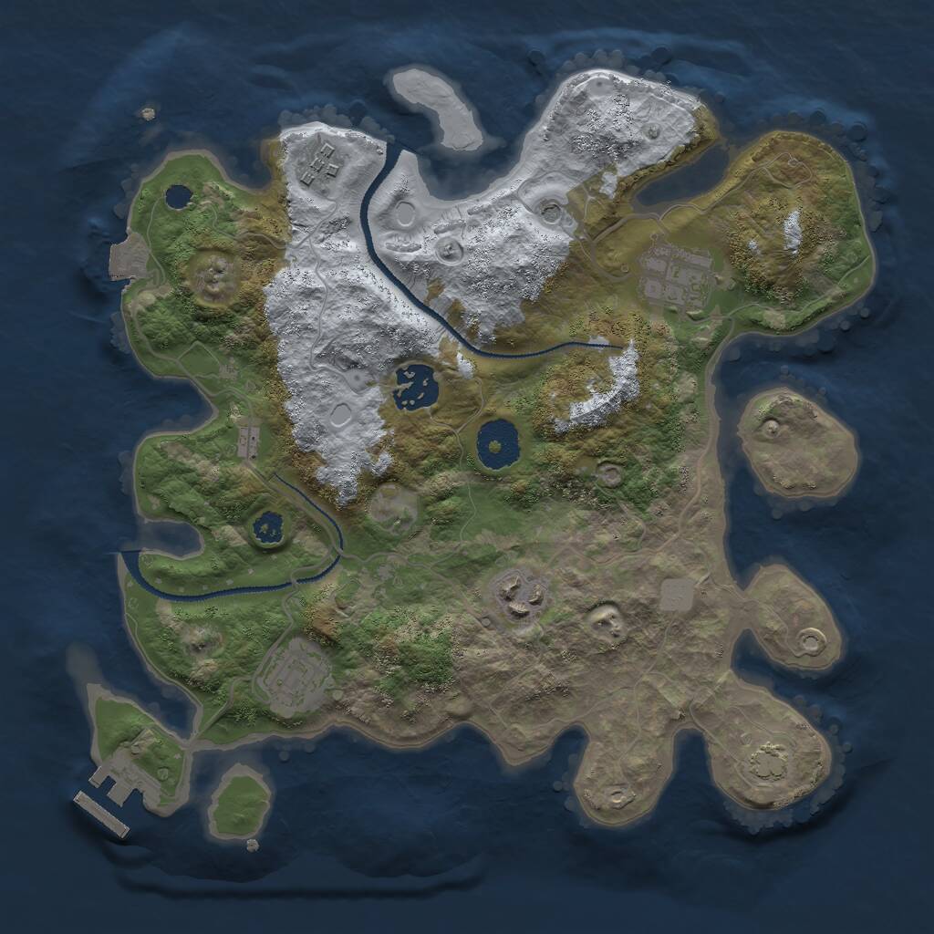 Rust Map: Procedural Map, Size: 3000, Seed: 211111111, 9 Monuments