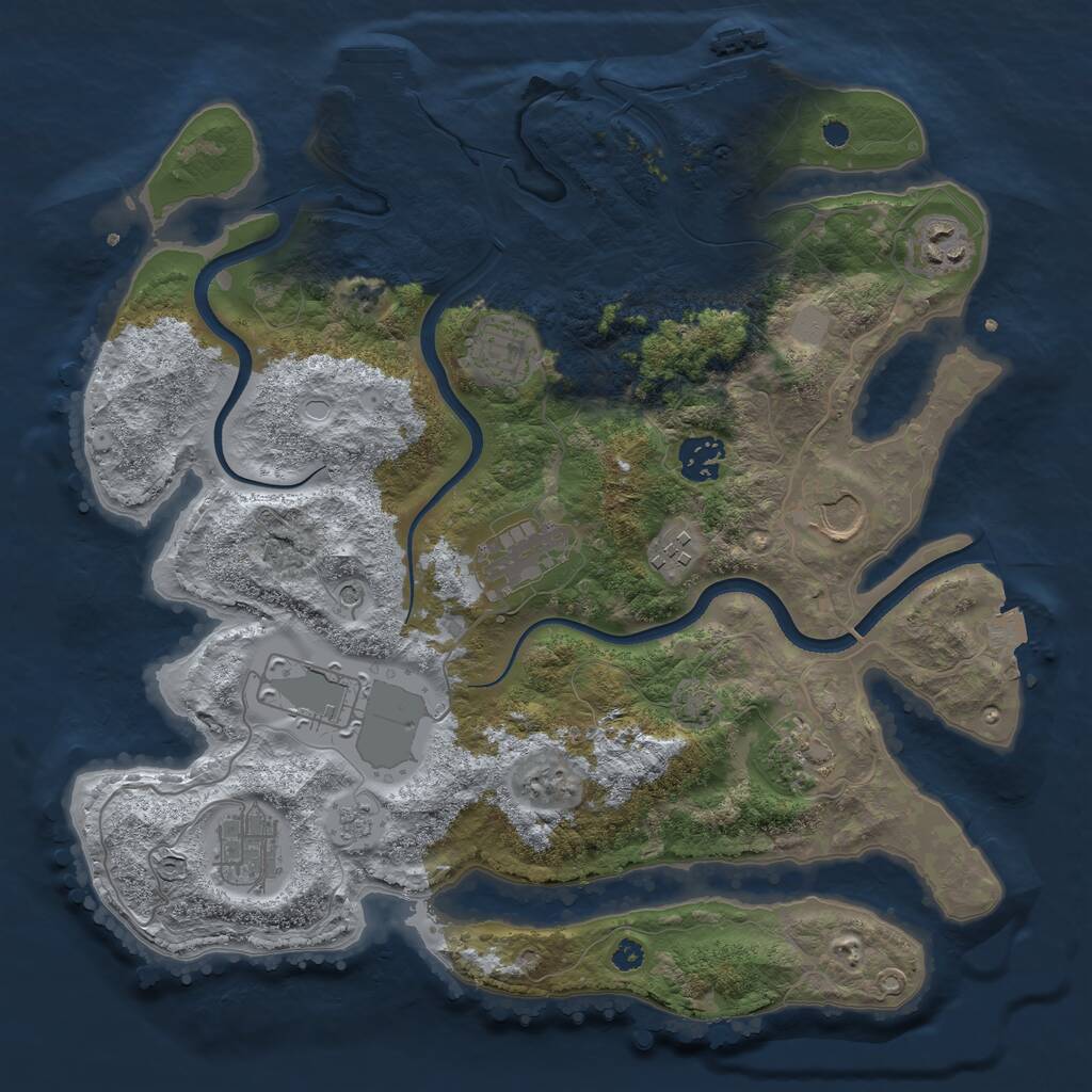 Rust Map: Procedural Map, Size: 3500, Seed: 1459648526, 15 Monuments