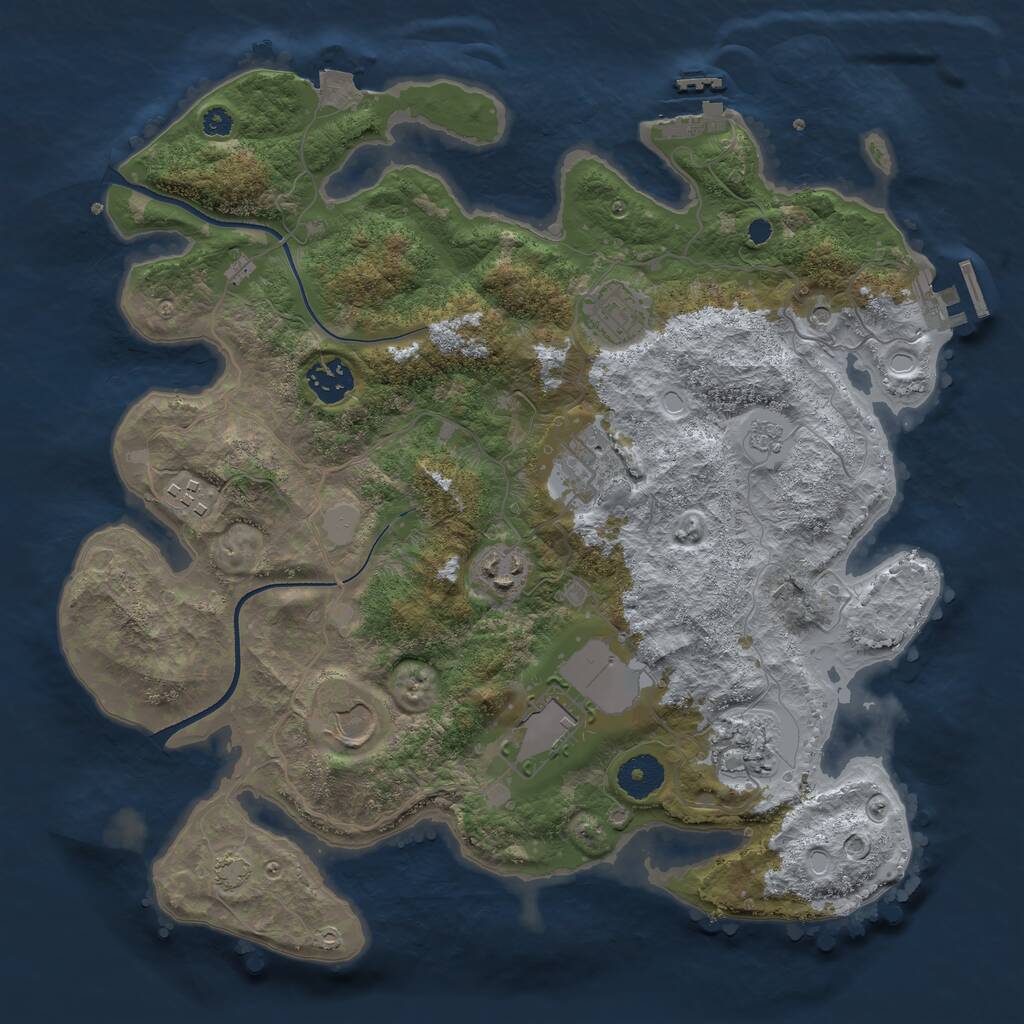 Rust Map: Procedural Map, Size: 3500, Seed: 89043, 14 Monuments