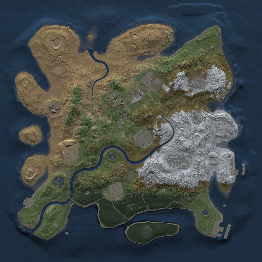 Rust Map: Procedural Map, Size: 3500, Seed: 405, 18 Monuments
