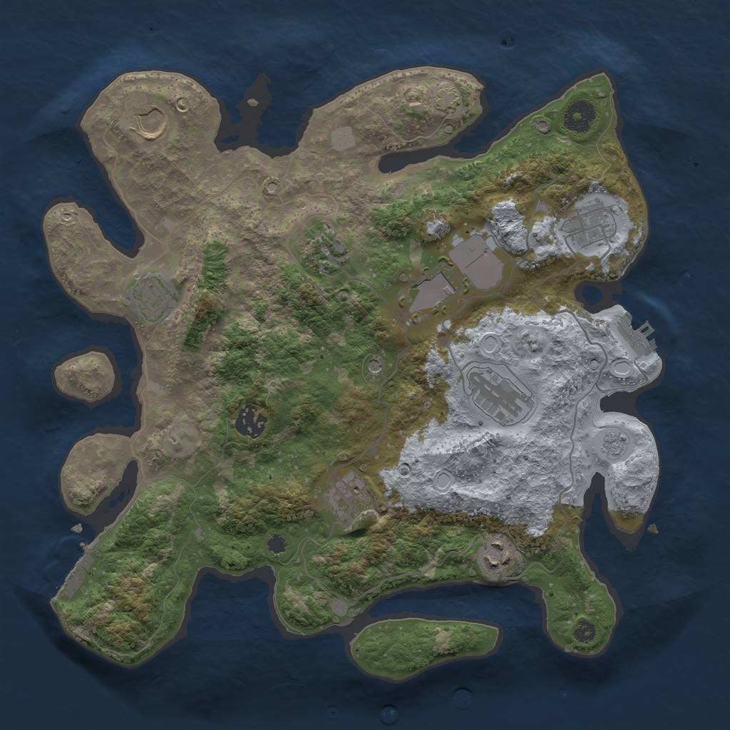 Rust Map: Procedural Map, Size: 3500, Seed: 405, 16 Monuments