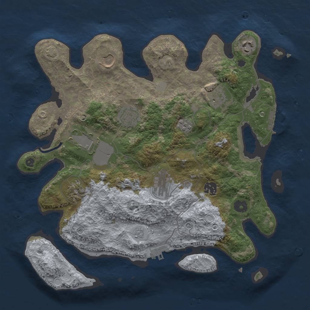 Rust Map: Procedural Map, Size: 3500, Seed: 1102535744, 16 Monuments